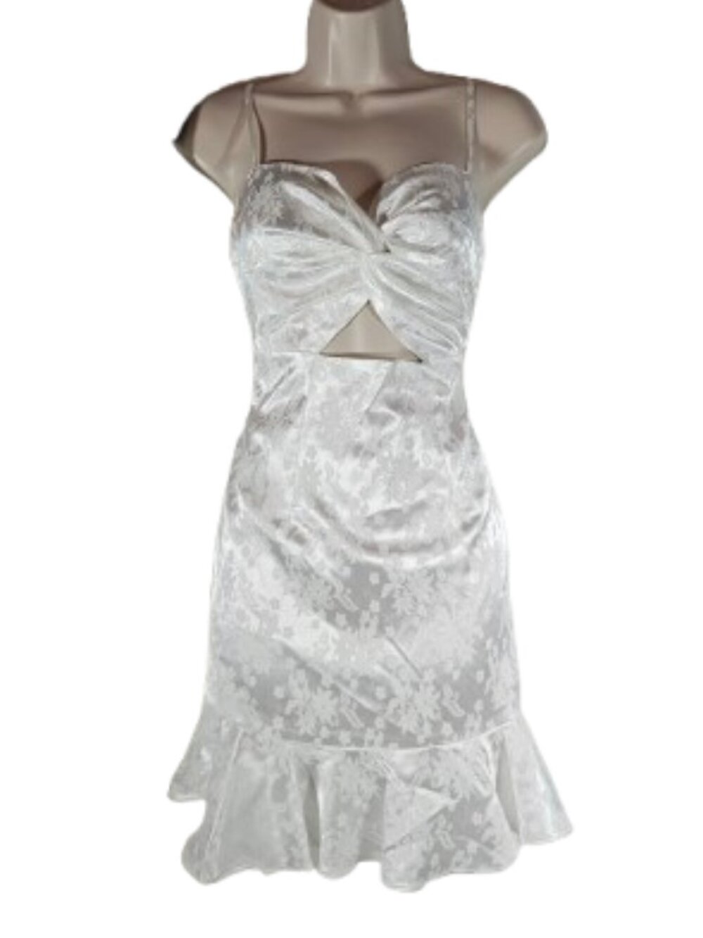 Lulus White Floral Mini Dress Women's Size Medium Spaghetti Straps Bridal Shower